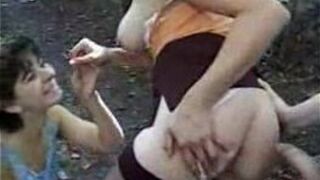 Merrit Sander & friend french anal sex outdoor porn video